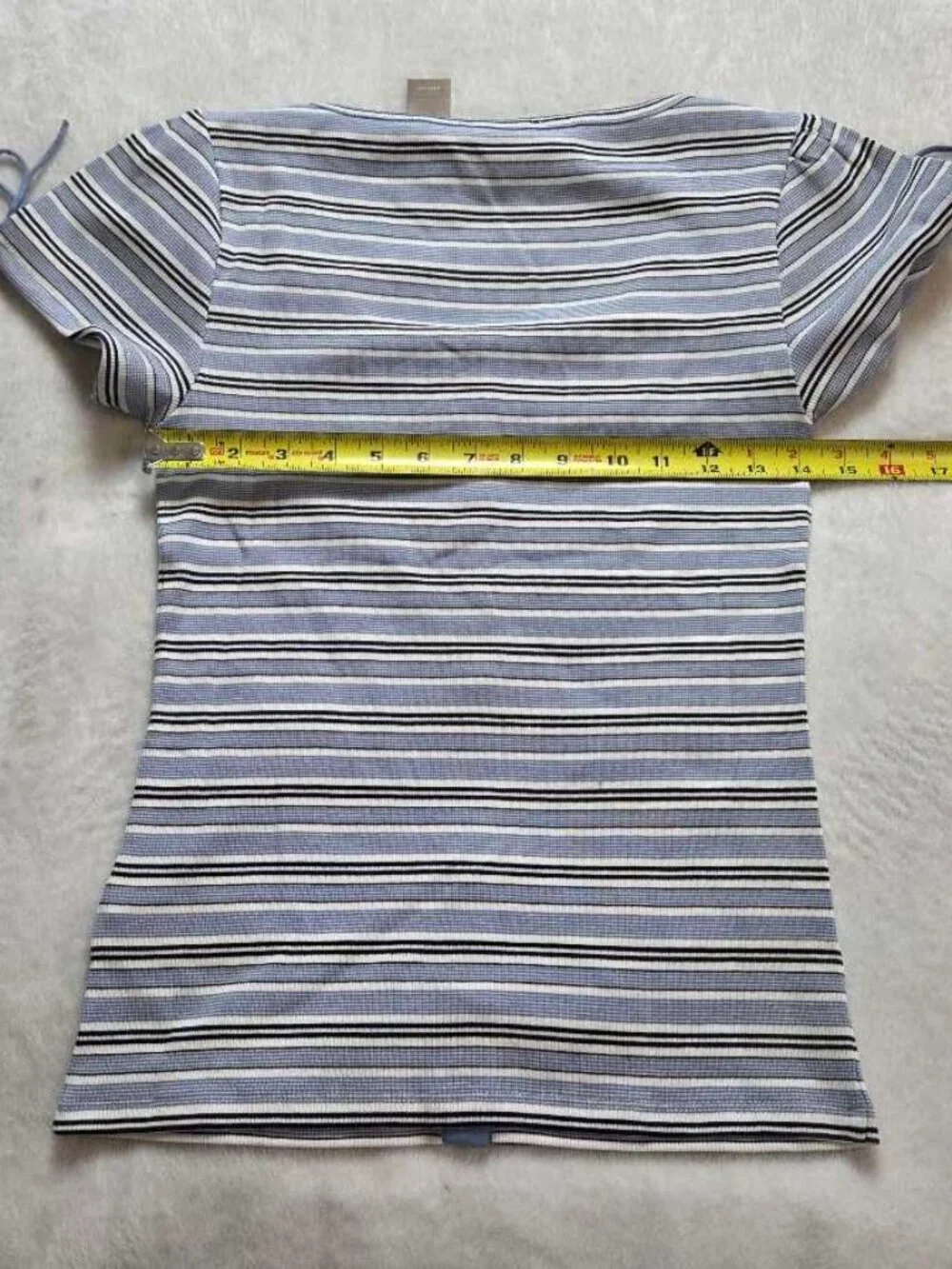 New S J.Crew perfect rib button-up shirt with satin trim in Blue stripe
